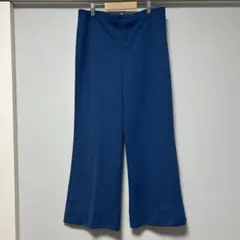 ブルーワイドパンツ フレアシルエット ジャージ素材【XLサイズ】