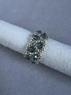 ハンドメイド スワロフスキーリング ブルー