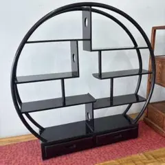 天然木製丸型珍品棚 飾り棚 H65 桃木 引出2個付き 未使用保管品 - メルカリ