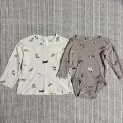 H&M 犬柄 長袖カットソー Tシャツ　ロンT 98cm 100㎝