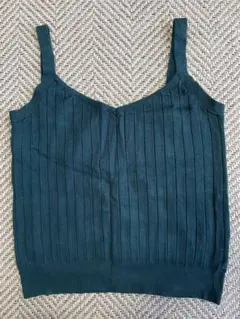 リブ編みノースリーブ Mサイズ ダークグリーン