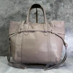 D36 Repetto レペット レザー ハンドバッグ グレージュ レザー 巾着のサムネイル