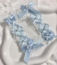 ハンドメイド トレカケースデコ 硬質ケースデコ バレエコア 韓国風 水色