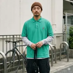 バ*5様 L ラルフローレン ポロシャツ 緑 エメラルド ボックスシルエット 古
