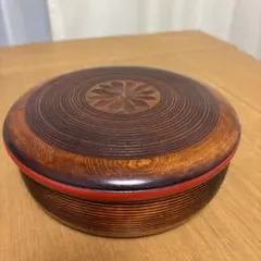 木製 丸型 菓子器 彫刻模様