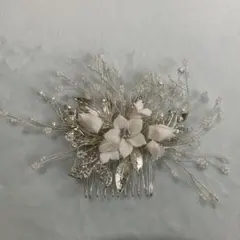 新品♡セラミックフラワー 小枝ホワイト ヘッドドレス