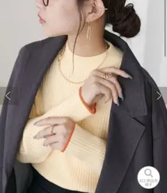 DISCOAT モチモチリブパイピングハイネック《WEB限定》ホワイトLサイズ