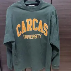 WEGO CARCAS UNIVERSITY 長袖トレーナー ダークグリーン