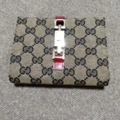 GUCCI 二つ折り財布 GGパターン ベージュ/ブラック/レッド