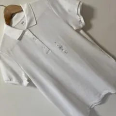 新品　UNIQLO ホワイト ストレッチかのこポロシャツ Lサイズ