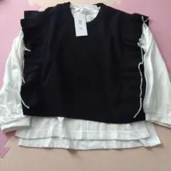 未使用ダグ付　グローバルワーク　フリルニットベスト＆長袖Tシャツセット　130