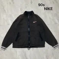 90s ナイキ 銀タグ スウェット ジップアップ 裾ドローコード 両面刺繍ロゴ