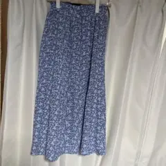 小花　ブルー　ロングスカート