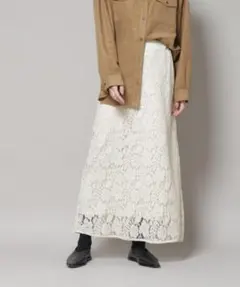 NANO universe 起毛レーススカート アイボリー