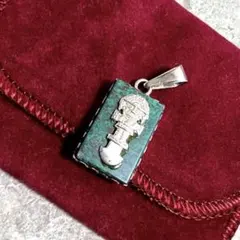【希少】ヴィンテージ シルバー925 インカ トゥミ ペンダントトップ 天然石のサムネイル