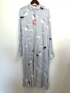 新品　グラニフ　猫柄　シャツワンピース　タグ付きのサムネイル