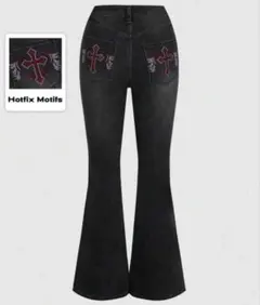 SHEINジーンズ フレアデニム ヴィンテージ 十字架