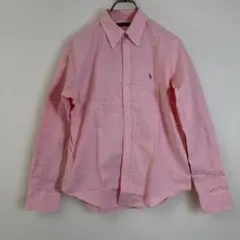 【ラルフローレン】刺繍ロゴ ピンク シャツ 11号 春色 コットン