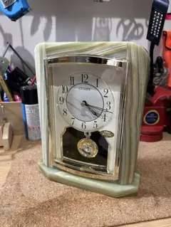 CITIZEN クォーツ 高級置時計 天然石オニックス