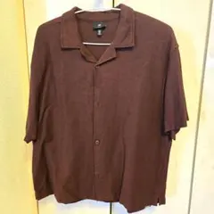 H&M オープンカラーシャツ XL バーガンディ 半袖 開襟 ルーズフィットのサムネイル