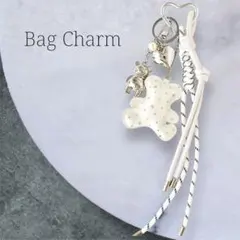 新品 じゃらじゃらキーホルダー バッグチャーム キーチャーム 熊 白