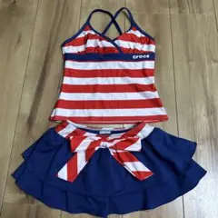 crocs 水着セット 赤白ストライプ130㎝