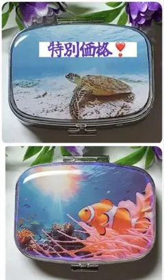 ⚠️セット訳あり⚠️ハンドメイド レジン カクレクマノミ カメ(ホヌ) ピルケース