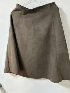 スエード風フレアスカート 膝丈 Ｍ