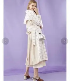 MERCURYDUO マーキュリー チェック×カラーブロッキングトレンチコート