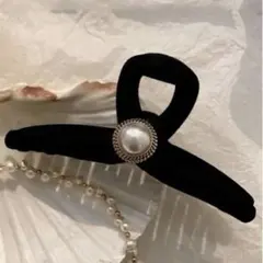 ブラックベルベットリボンクリップ