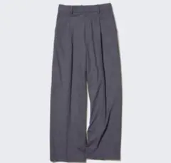 美品 ユニクロ タックワイドパンツ グレー サイズS