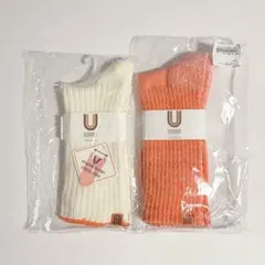 UNIVERSAL OVERALL Vソックス むら糸 リブ クルーソックス
