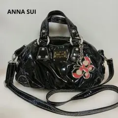 アナスイ　2way ショルダーバッグ　トートバッグ　エナメル　チャーム付