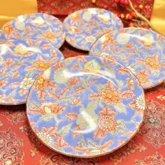 【春の設えにも】 前畑陶器 庫山窯 赤絵金彩花紋 銘々皿 セット 取り皿 取皿