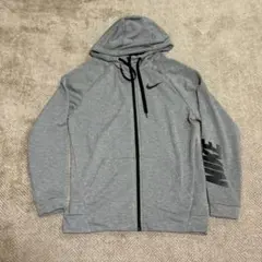 【美品/L相当/即購入OK】NIKE ロゴ入り薄手ジップパーカー グレー