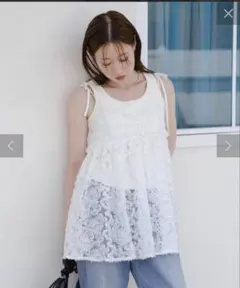 Kastane 【前後2WAY】ウェーブ刺繍チュールチュニック