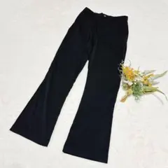 【ミッケ】レディース スラックス 裾スリット入り スタイルアップ ブラック ●