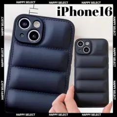 iPhone16 ダウンジャケット風ケース 秋冬 カッコイイ ブラック もこもこ