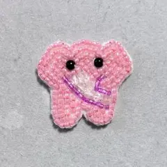 【ビーズ刺繍】ゾウさんのビーズブローチ