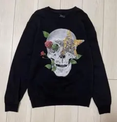 ザラ　ZARA スウェット トレーナー　ドクロ　骸骨　バラ　スパンコール　長袖