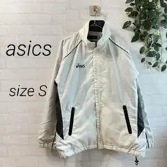 【asics】 メッシュ 軽量 メンズ スポーツジャケット (S) 白×黒