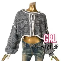 ⭐️A789⭐️ GRL ♥ ボリュームスリーブミックスニットカーディガン ショート