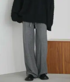 Aunt Marie’s ニットパンツ　ラメニットパンツ　グレー　フリーサイズ