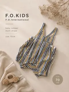 F.O.KIDSベビーストライプデザインサロペットマルチカラーロンパース70cmのサムネイル