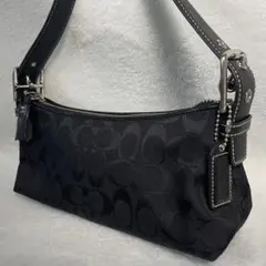 美品✨コーチ アクセサリーポーチ ブラック キャンバス シグネチャー 6371 COACH コーチ シグネチャーポーチ ブラック キャンバス/レザー F21497