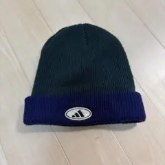 adidas ニット帽 ダークグリーン/ネイビー
