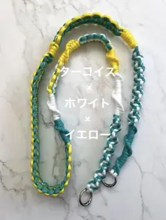 パラコードスマホショルダーストラップ 【ターコイズ×ホワイト×イエロー】