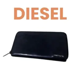 DIESEL ディーゼル 長財布 ラウンドファスナー 黒×オレンジ
