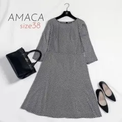 美品 AMACA アマカ ワンピース 膝下ワンピース きれいめ 38 総柄のサムネイル