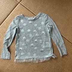 H＆M 110 長袖Tシャツ グレー キラキラ スパンコール ドット 水玉